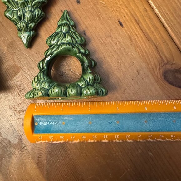 Vintage Ceramic Christmas Pine Tree Napkin Rings 5 piece set read - Picture 7 of 7